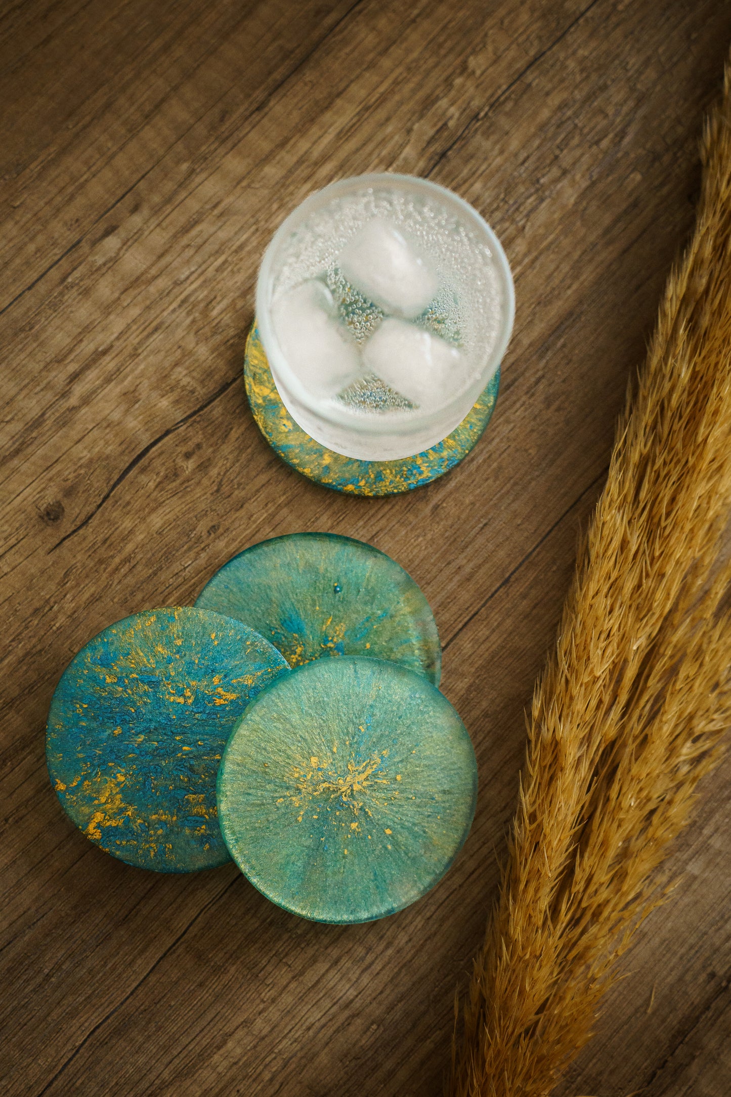 Set of two resin coasters