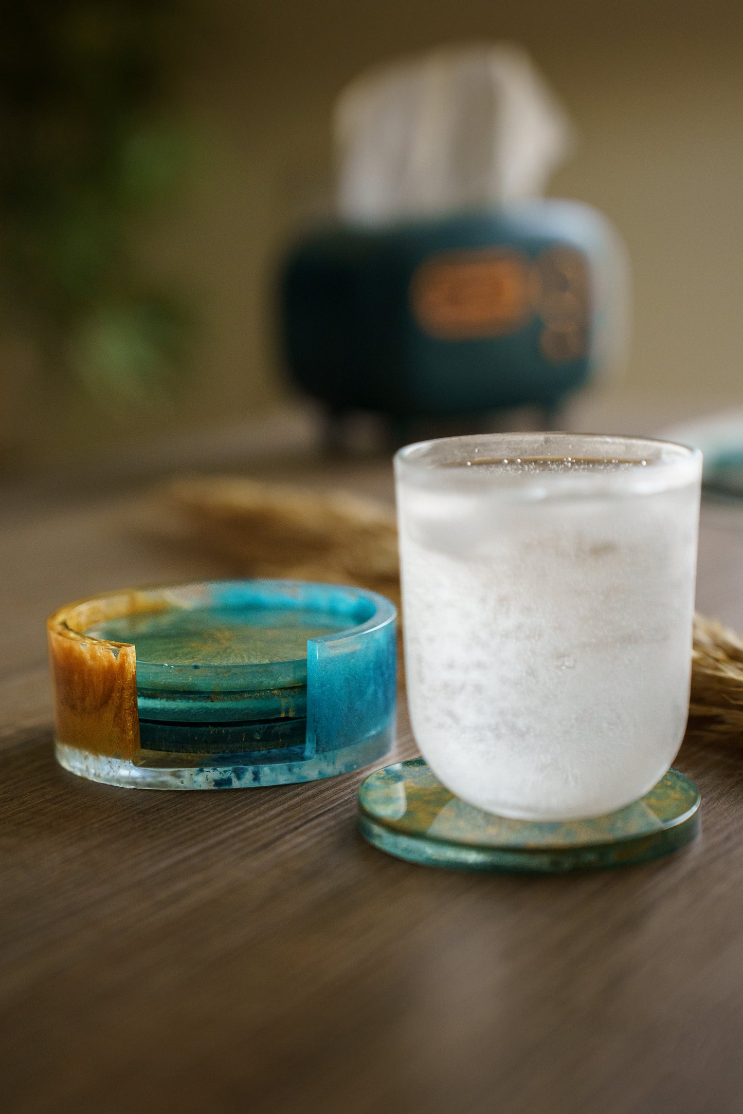 Set of two resin coasters