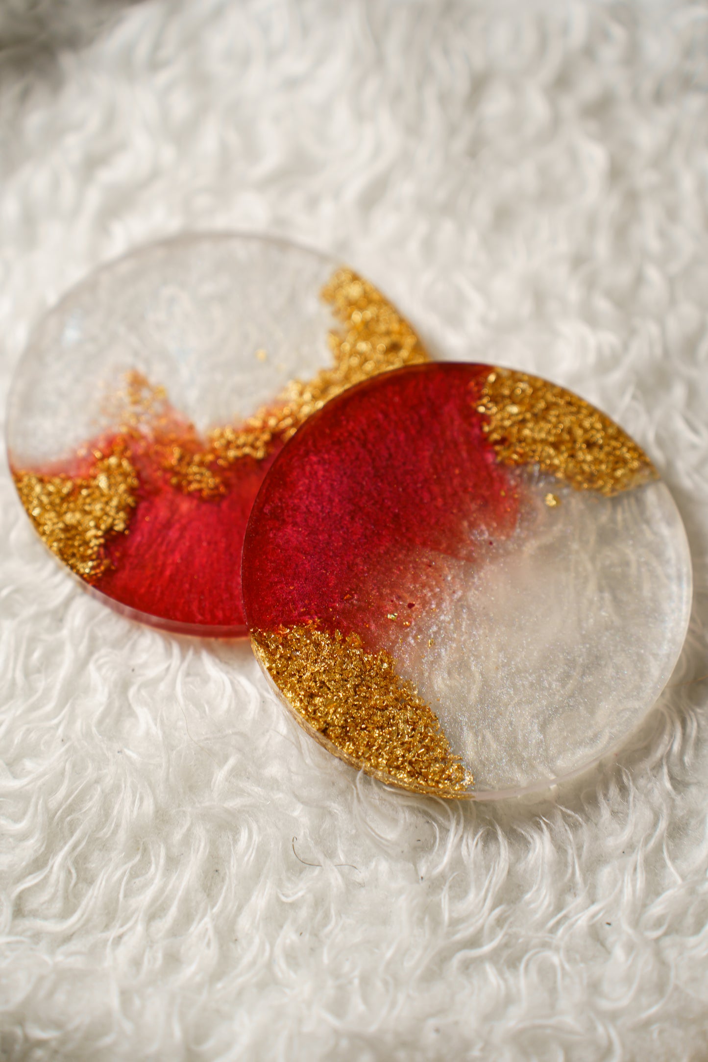 Glam Splash Coaster Set: Gold, White & Red with a Twist of Fabulous!