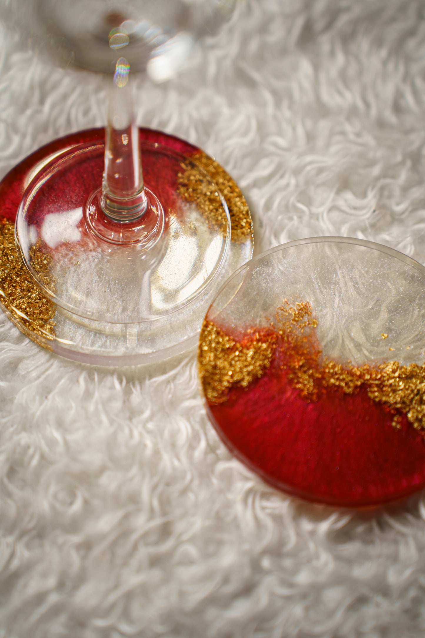 Glam Splash Coaster Set: Gold, White & Red with a Twist of Fabulous!